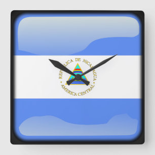 Relógio Quadrado Bandeira de Nicarágua