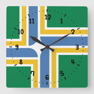 Relógio Quadrado Bandeira de Portland, Oregon Square Wall Clock