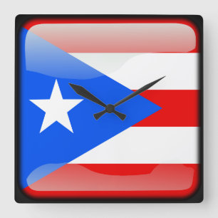 Relógio Quadrado Bandeira de Puerto Rico