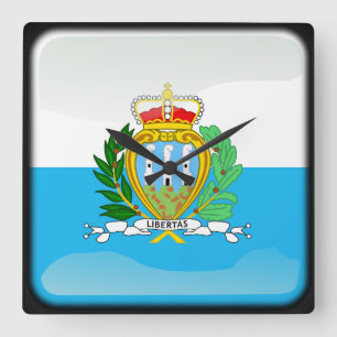 Relógio Quadrado Bandeira de San Marino
