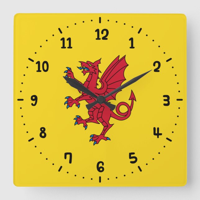 Relógio Quadrado Bandeira de Somerset Square Wall Clock (Frente)