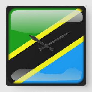 Relógio Quadrado Bandeira de Tanzânia