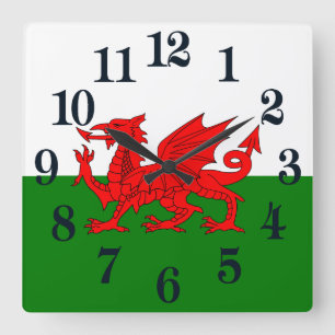 Relógio Quadrado Bandeira de Wales