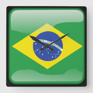 Relógio Quadrado Bandeira do Brasil