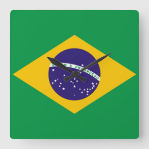 Relógio Quadrado Bandeira do Brasil Bandeira do Brasil