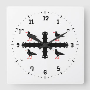 Relógio Quadrado Bandeira do Flintshire Square Wall Clock
