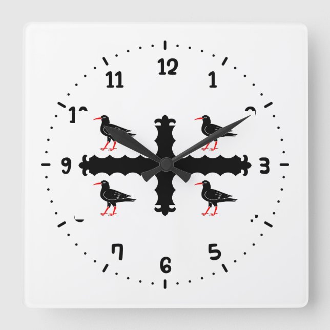 Relógio Quadrado Bandeira do Flintshire Square Wall Clock (Frente)