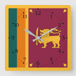 Relógio Quadrado Bandeira do Sri Lanka
