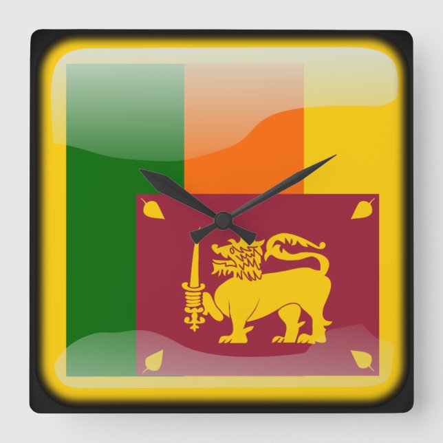 Relógio Quadrado Bandeira do Sri Lanka (Frente)