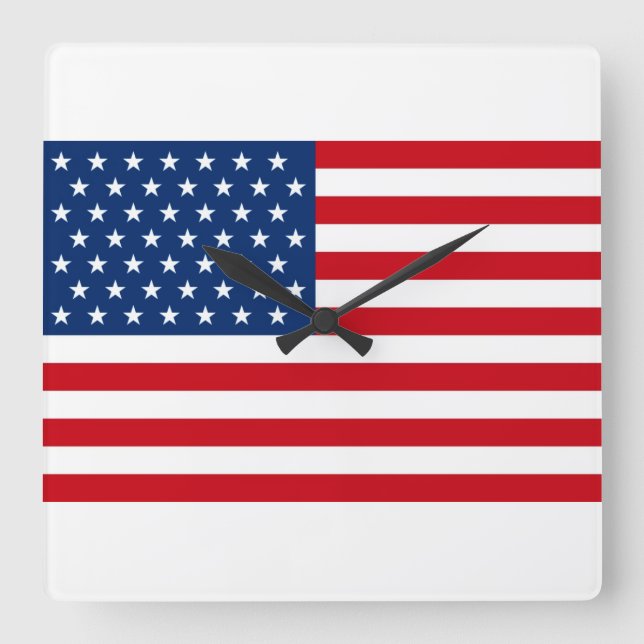 Relógio Quadrado Bandeira dos Estados Unidos EUA (Frente)