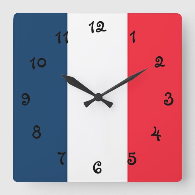 Relógio Quadrado Bandeira francesa (Frente)