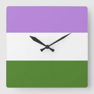 Relógio Quadrado Bandeira GENDERQUEER ORIGINAL -.png