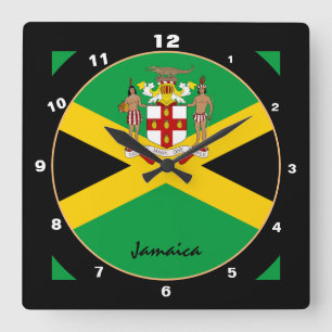 Relógio Quadrado Bandeira jamaicana patriótica, Jamaica Home / desi