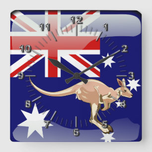 Relógio Quadrado Bandeira lustrosa australiana
