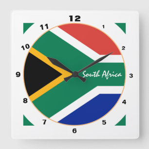 Relógio Quadrado Bandeira Moderna da África do Sul Casa / design