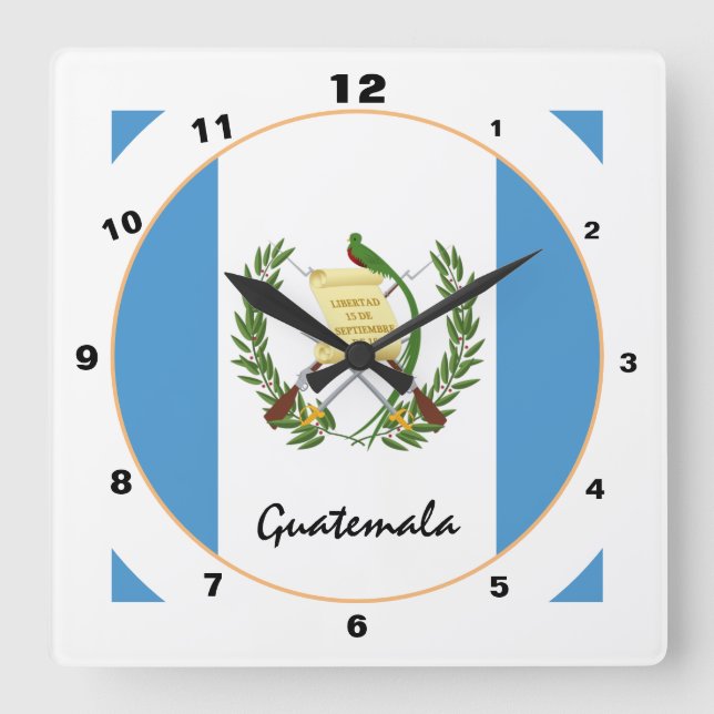 Relógio Quadrado Bandeira moderna da Guatemala, página inicial da G (Frente)