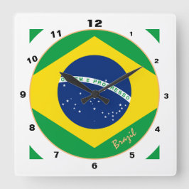 Relógio Quadrado Bandeira Moderna do Brasil, Trendência Brasil Casa
