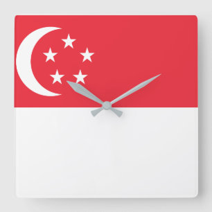 Relógio Quadrado Bandeira nacional do mundo de Singapore