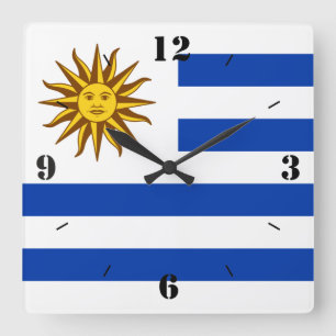 Relógio Quadrado Bandeira Nacional do Uruguai Patriótica