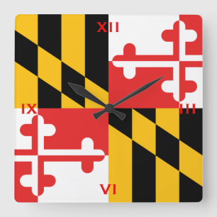 Relógio Quadrado Bandeira oficial do Estado de Maryland