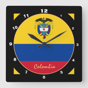 Relógio Quadrado Bandeira Patriótica Colombiana Casa/design