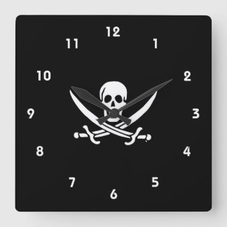 Relógio Quadrado Bandeira pirata de Jolly roger
