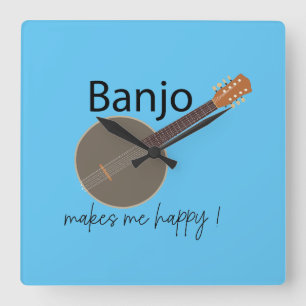 Relógio Quadrado Banjo Me Faz Feliz