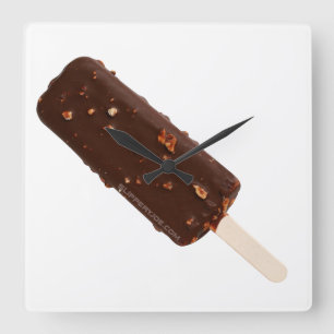 Relógio Quadrado Bar de SlipperyJoe, Sorvete de chocolate delicioso