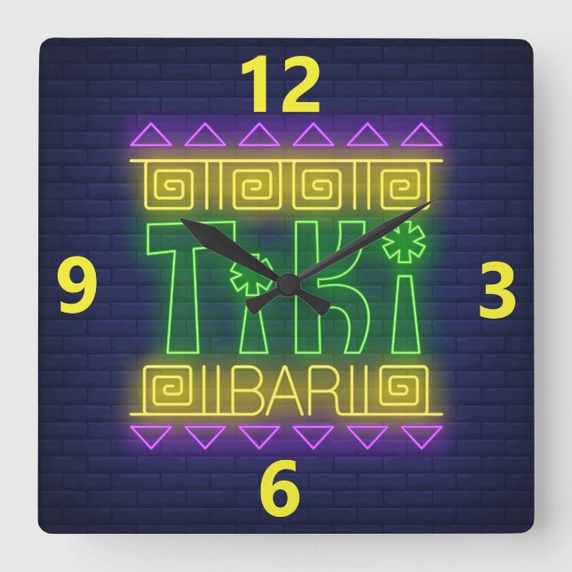 Relógio Quadrado Bar Neon Sign Square Wall Clock (Frente)