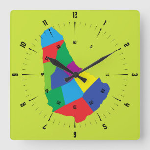 Relógio Quadrado Barbados Map Square Wall Clock