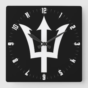 Relógio Quadrado Barbados Trident Square Wall Clock