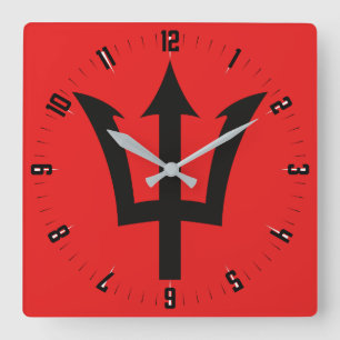 Relógio Quadrado Barbados Trident Square Wall Clock