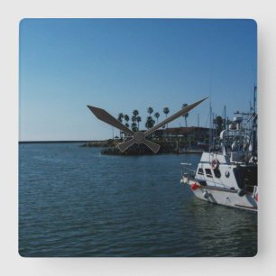 Relógio Quadrado Barco em Oceanside, CA Wall Clock
