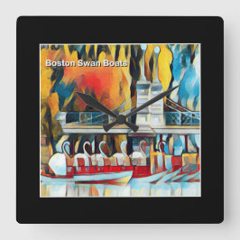 Relógio Quadrado Barcos da cisne de Boston do art deco