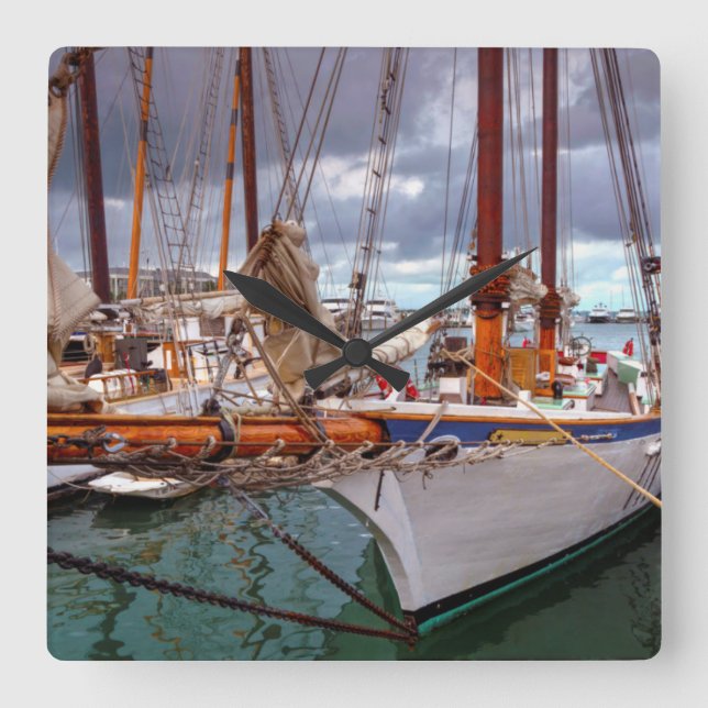 Relógio Quadrado Barcos Marinhos Morreram Em Key West (Frente)