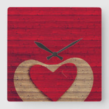 BARN WOOD - Vermelho, Tan - CLOCK