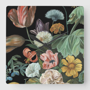 Relógio Quadrado Baroque Floral - Bouquet of Flowers