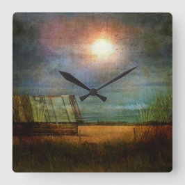 Relógio Quadrado Barraca no canto da pradaria