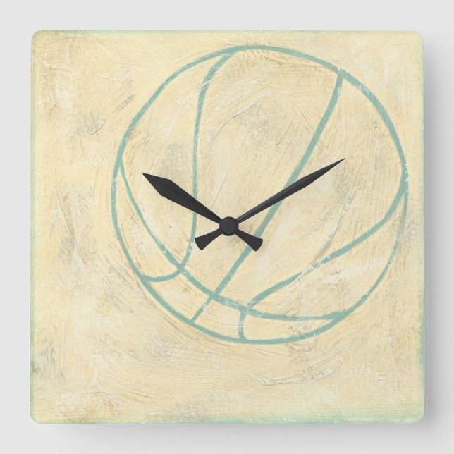 Relógio Quadrado Basquete Azul de Chariklia Zarris (Frente)