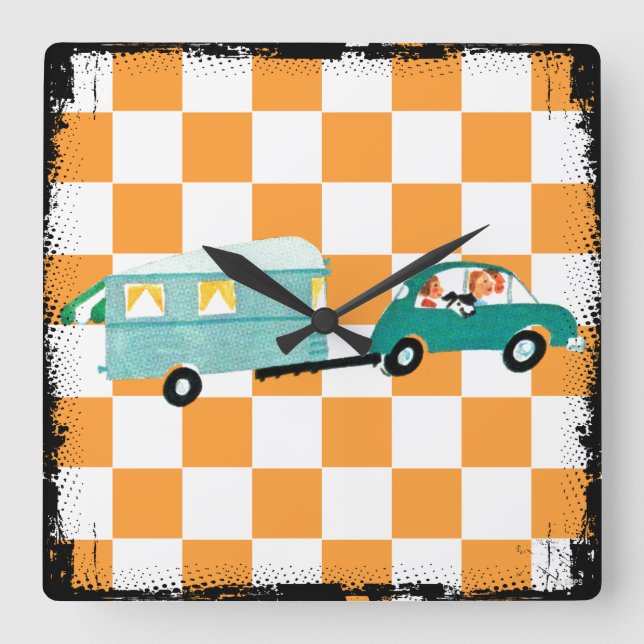 Relógio Quadrado Batendo a estrada aberta 1 (Frente)