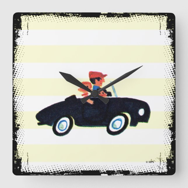 Relógio Quadrado Batendo a estrada aberta 3 (Frente)