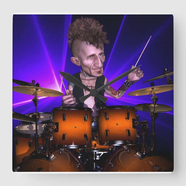 Relógio Quadrado Batendo com Lasers Square Wall Clock (Frente)