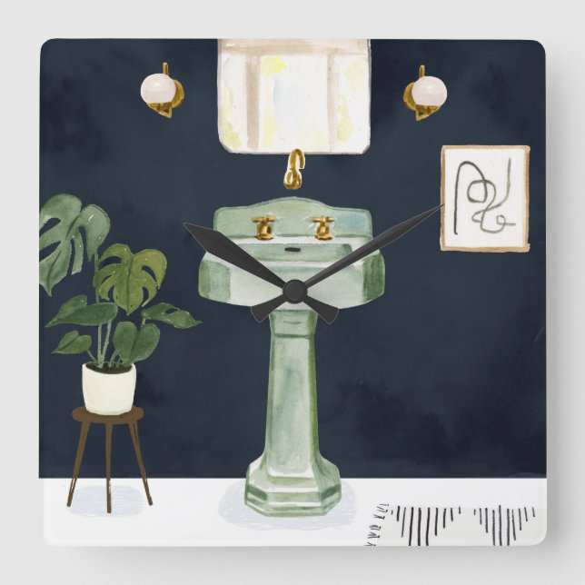 Relógio Quadrado Bath Boho Sinks II (Frente)