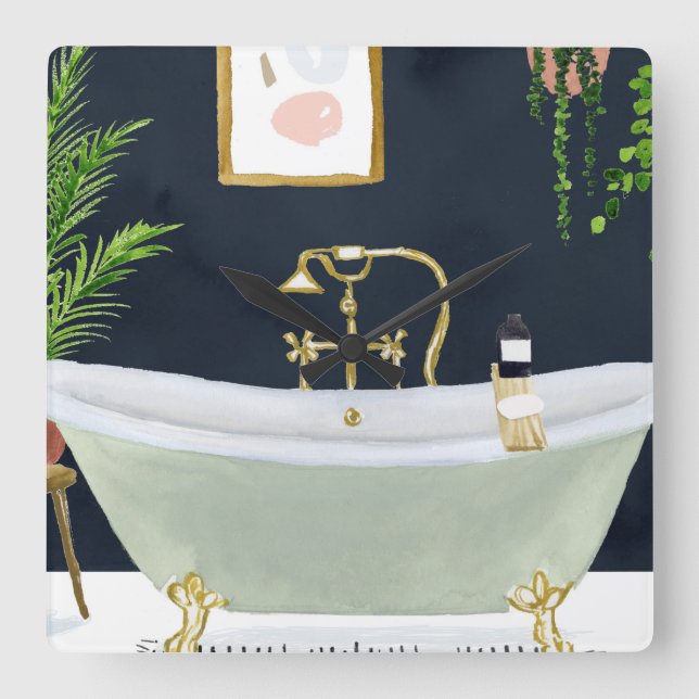 Relógio Quadrado Bath I (Frente)