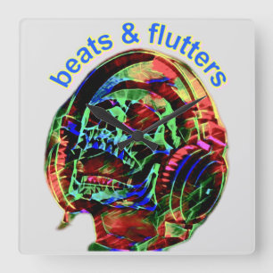 Relógio Quadrado batimentos e flautas