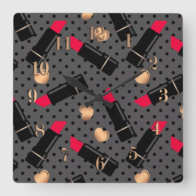 Relógio Quadrado Batom favorito (Frente)