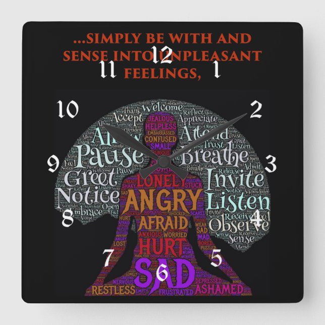 Relógio Quadrado Be With Your Feelings Wall Clock with Numbers (Frente)