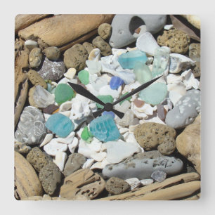 Relógio Quadrado Beach Combers Clocks Rock Hounds Sea Glass present