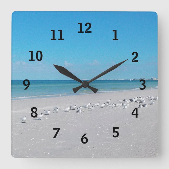 Relógio Quadrado Beach Time Wall Clock (Frente)