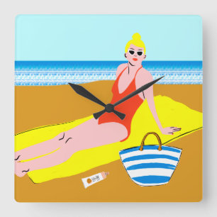 Relógio Quadrado Beachy Keen - Amarelo